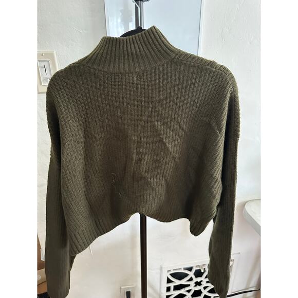 STAUD Hampton Cashmere Sweater Olive Green M - Picture 2 of 3